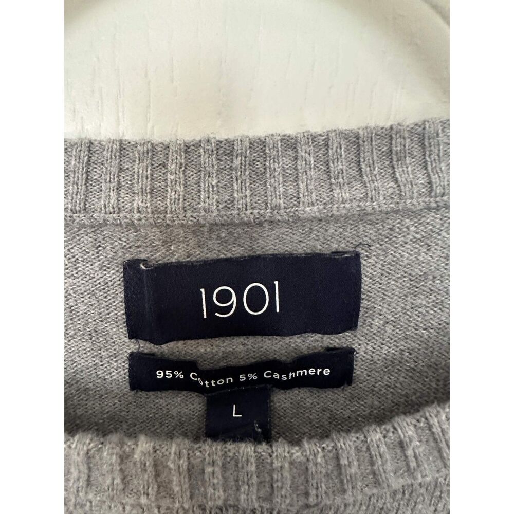 1901 Nordstrom Gray Cotton Cashmere Crewneck Sweater Men’s Large Soft Classic - Picture 3 of 5